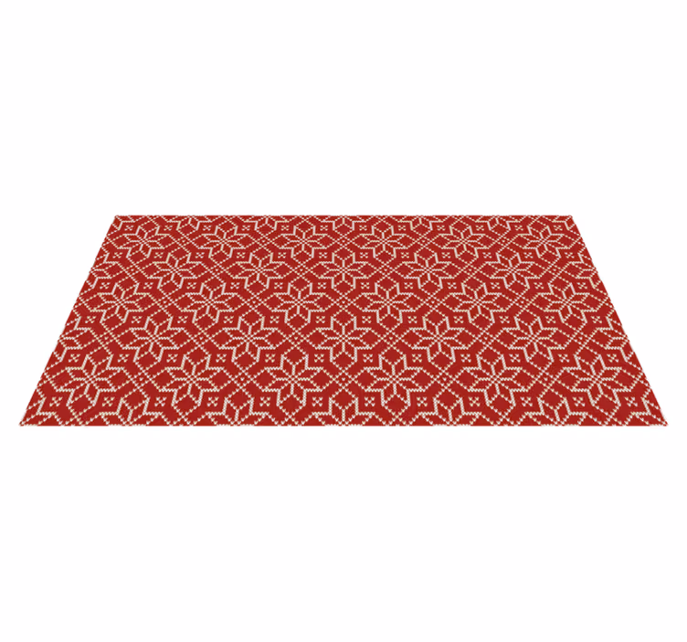Red and White Snowflake Christmas vinyl rug - TenStickers
