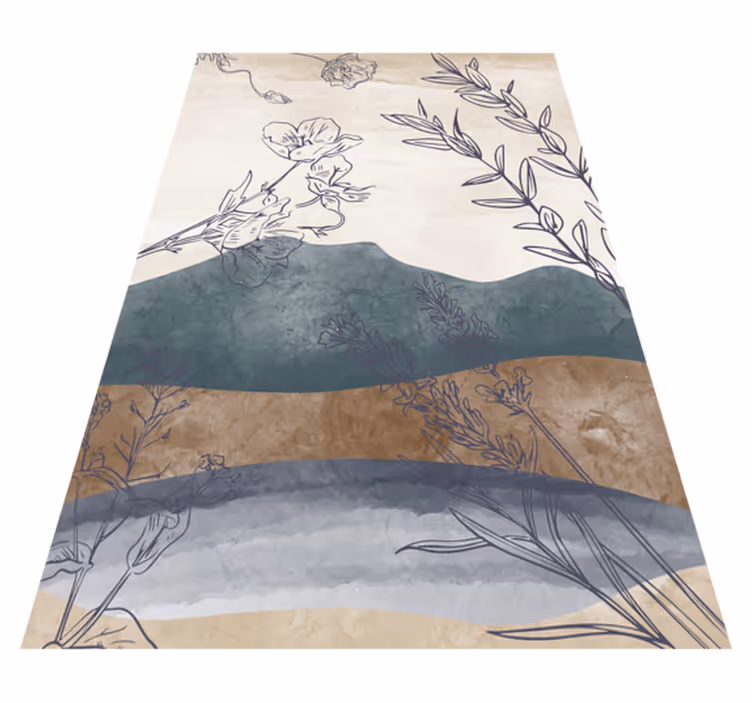 Botanical Silhouette flower vinyl rug - TenStickers