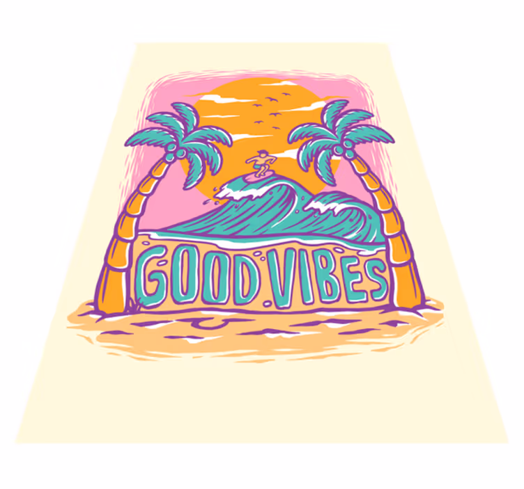 Good Vibes Surf teenager vinyl rug - TenStickers