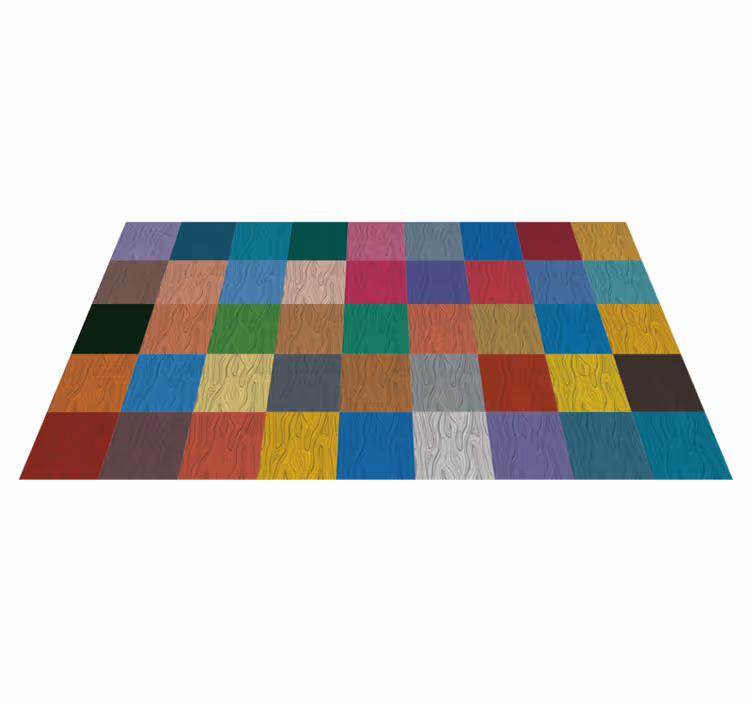 Multicolor Checkerboard wood vinyl rug - TenStickers