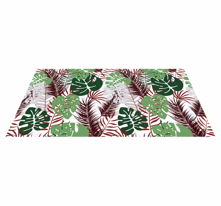 Tropical Foliage Overlay floral vinyl rug - TenStickers