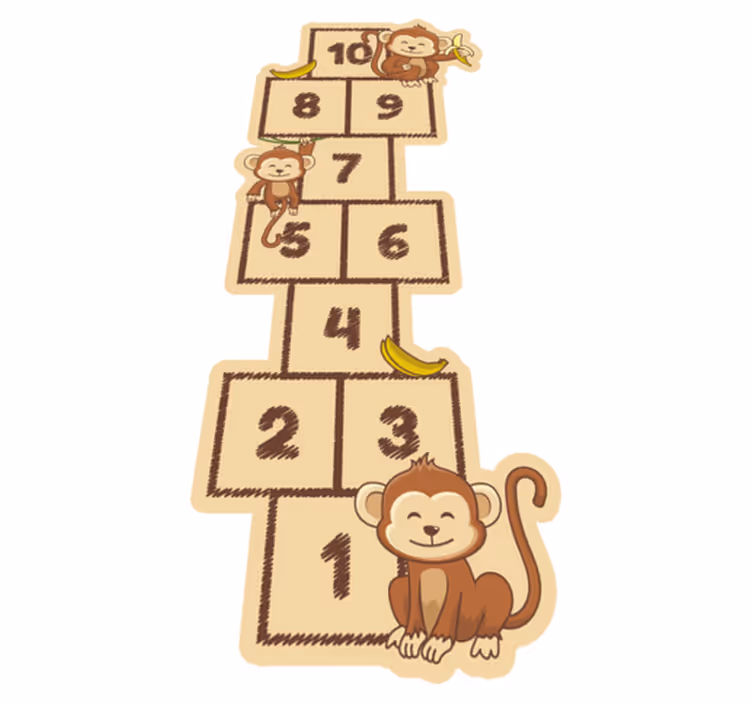 Monkey Hopscotch playroom vinyl rug - TenStickers