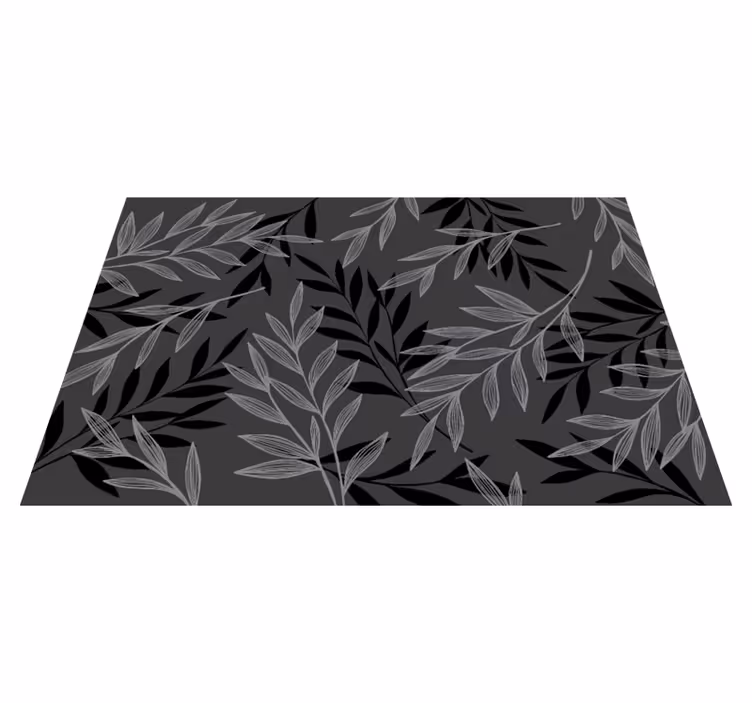 Leafy Silhouette flower vinyl rug - TenStickers