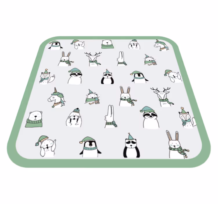 Cute Winter Cartoon Animals vinyl rug - TenStickers