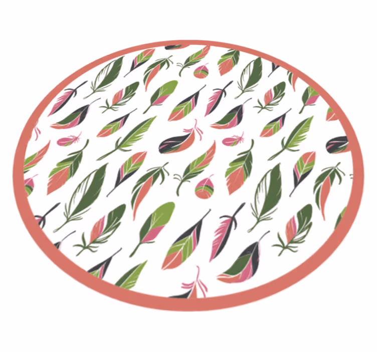 Botanical Patterned Circle flower vinyl rug - TenStickers