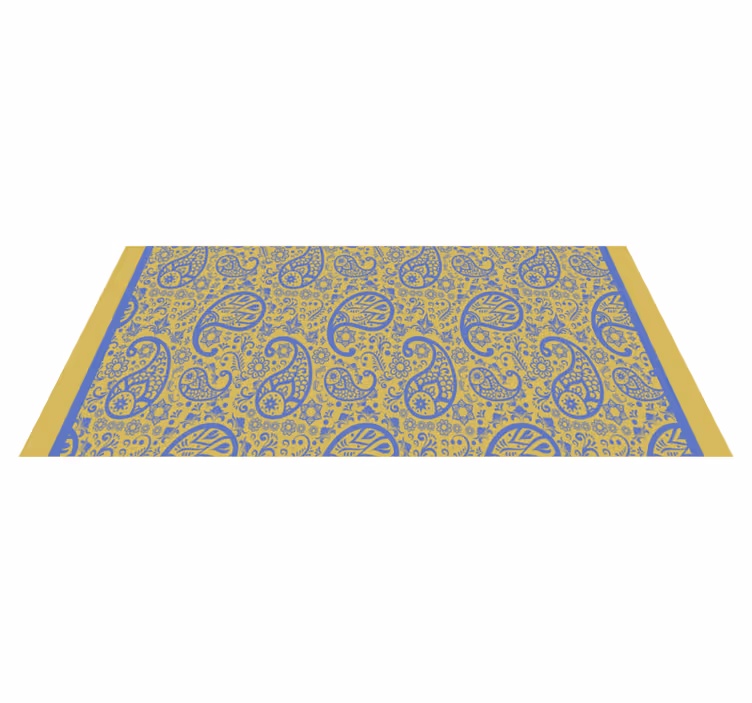 Yellow and Blue Paisley modern vinyl rug - TenStickers