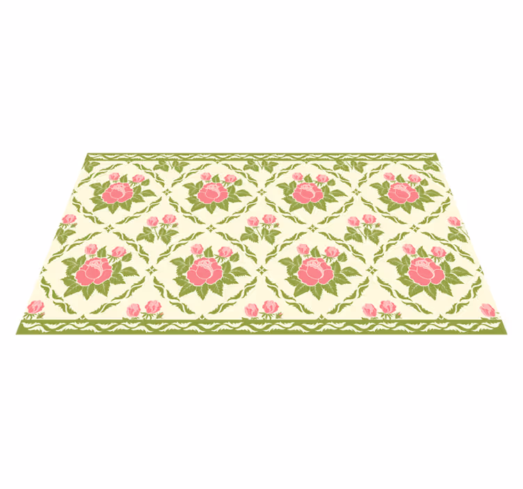 Floral Rose Pattern flower vinyl rug - TenStickers