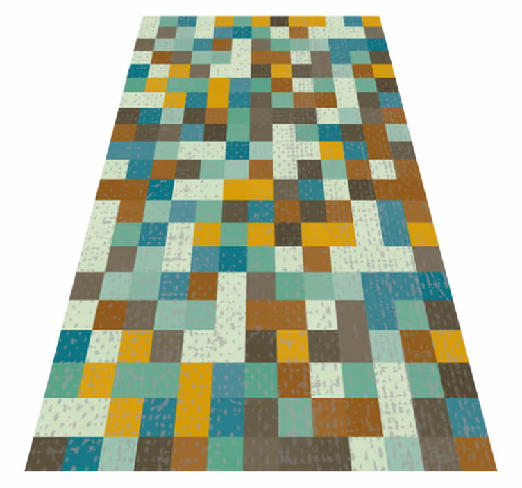 living room vinyl rug regular squares modern - TenStickers