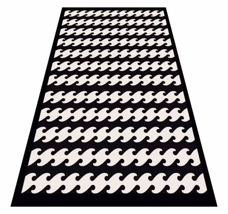 unusual shape black and white vinyl modern rug - TenStickers