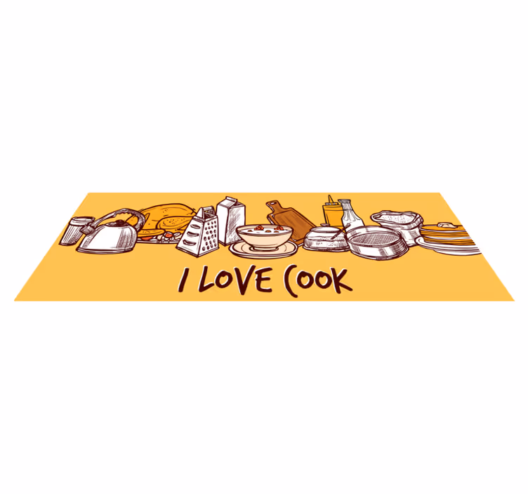 I Love Cook kitchen vinyl rug - TenStickers