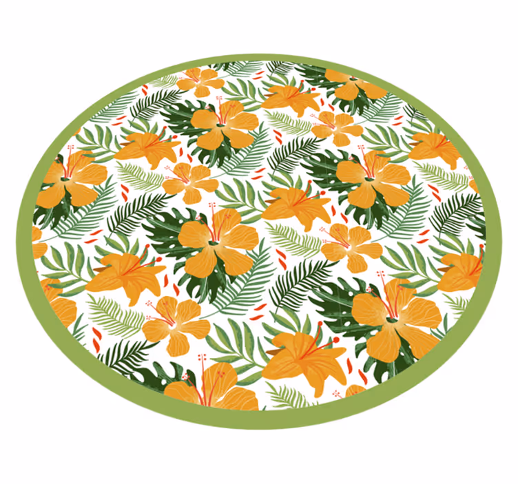 Tropical Floral Harmony flower vinyl rug - TenStickers