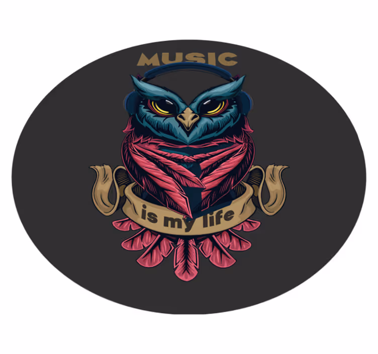 Owl Music Emblem teenager vinyl rug - TenStickers