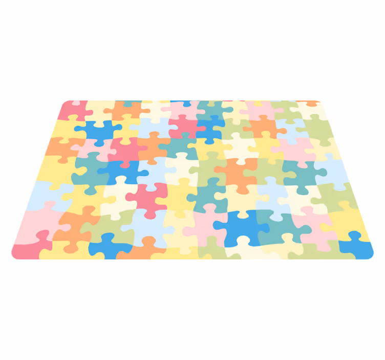 Colourful Puzzle Pieces kids vinyl rug - TenStickers
