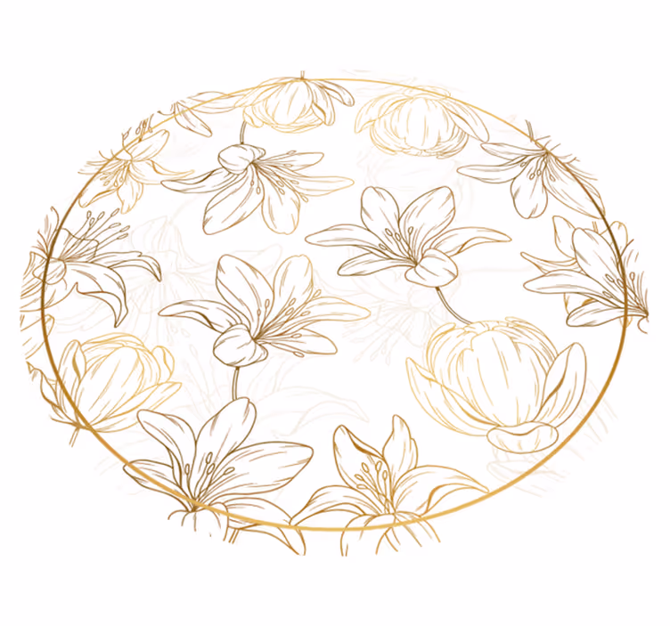 Floral Circle Pattern flower vinyl rug - TenStickers