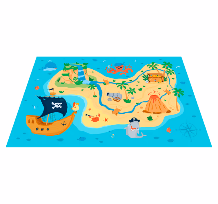 Pirate Adventure Map gaming vinyl rug - TenStickers