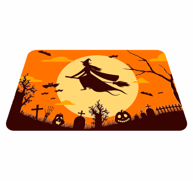 Halloween vinyl rug with spooky halloween silhouette - TenStickers