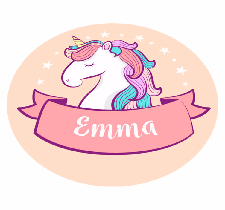 hand drawn unicorn with personalised name mat - TenStickers