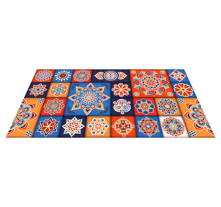 colorful floral tiles kitchen floor tiles - TenStickers