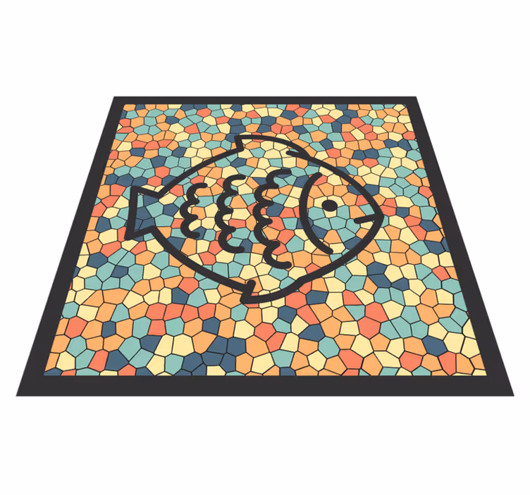 Mosaic vinyl rug with mosaic fish design - TenStickers