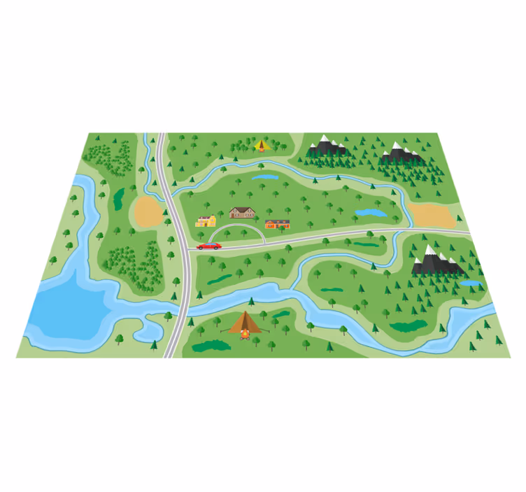 Mountain road map road rug - TenStickers