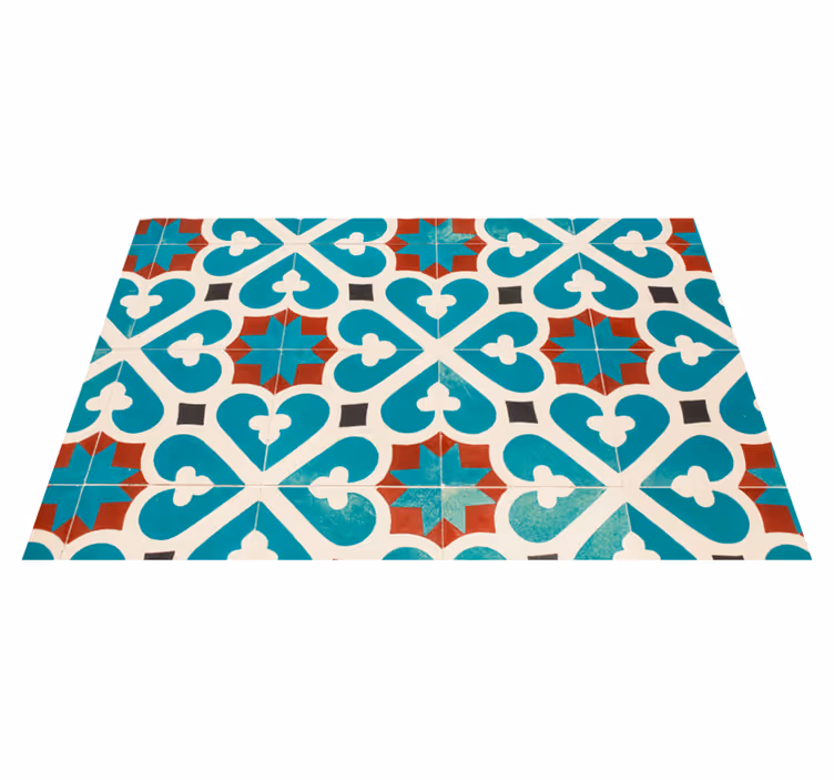 tiled floor with brown details modern rug - TenStickers
