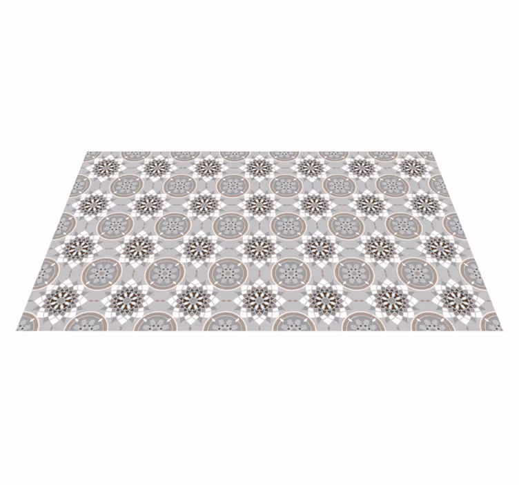 Flower tile modern kitchen vinyl rug - TenStickers