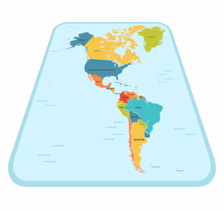 America in center world map rug - TenStickers