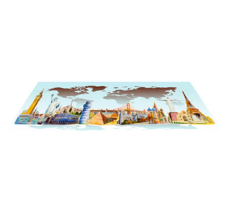 Mouments of different countries living room rug - TenStickers