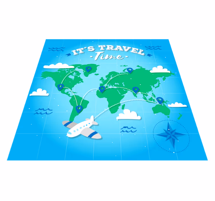 Global Map Adventure world map vinyl rug - TenStickers