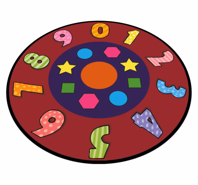 Numbers and shapes wheel kids vinyl rug - TenStickers