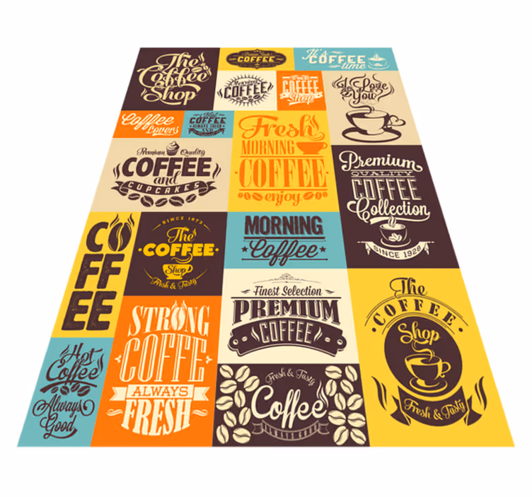 Coffee Typography Collection custom vinyl rug - TenStickers