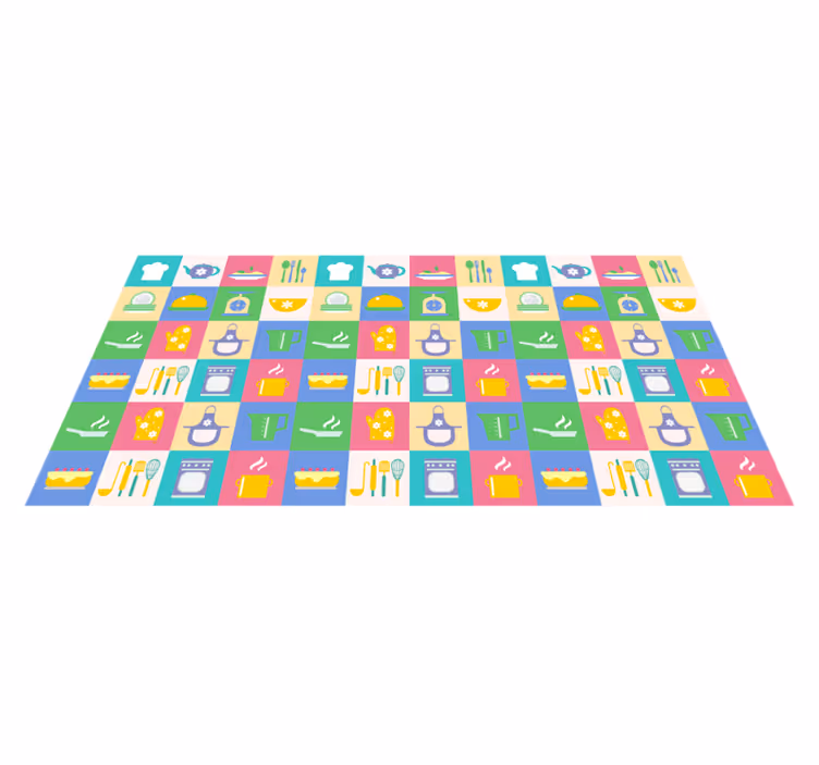 Kitchenware kitchen floor tiles - TenStickers