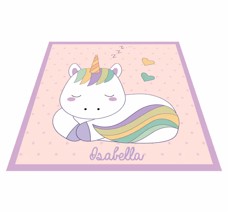 Personalized unicorn on rainbow vinyl rug - TenStickers