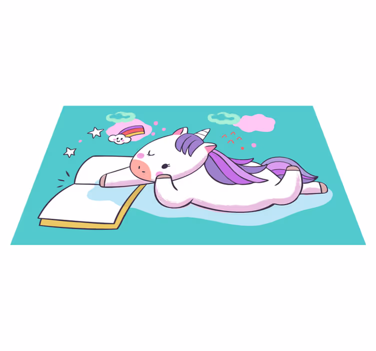 baby unicorn reading vinyl rug - TenStickers