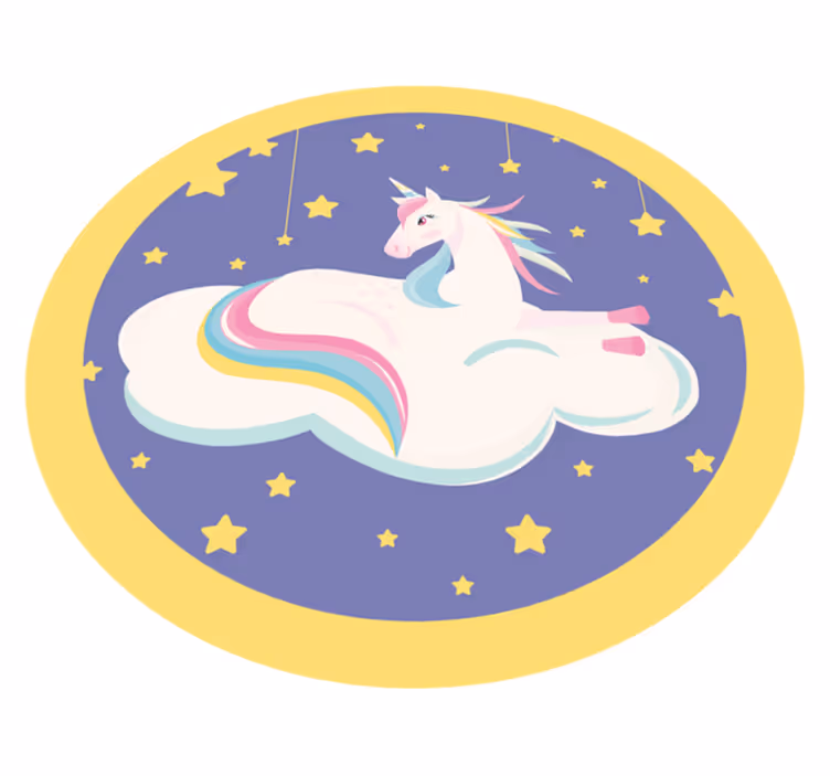 unicorn laying down on a cloud animal rug - TenStickers