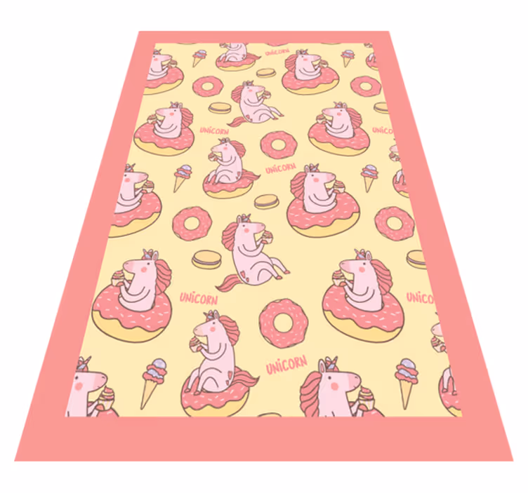 Unicorn Doughnut Pattern kids vinyl rug - TenStickers