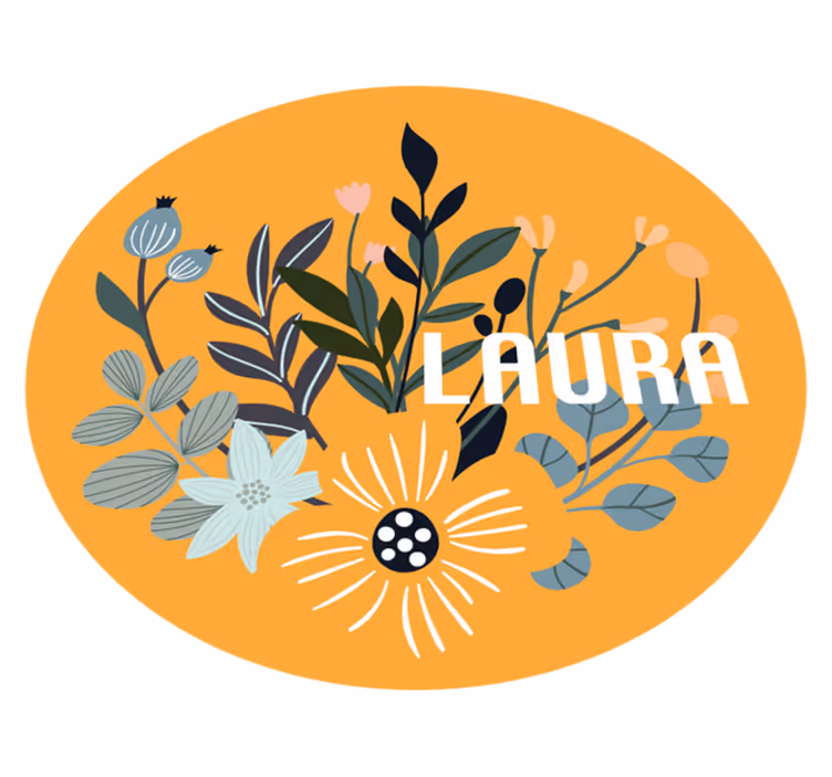 Personalized Floral Crest custom vinyl rug - TenStickers