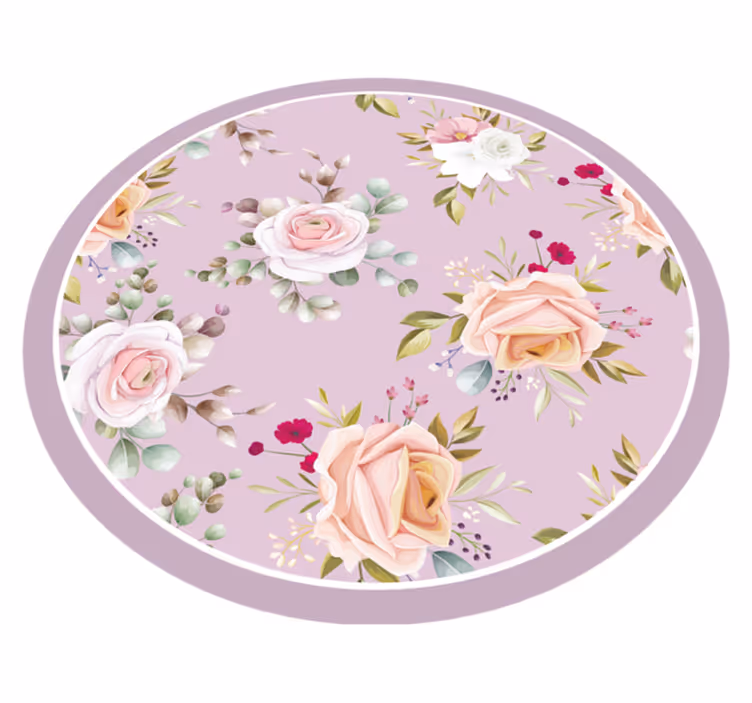 Floral Circle Elegance flower vinyl rug - TenStickers