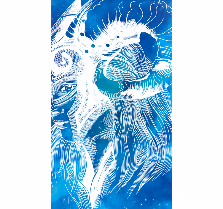 Mythical Caprine Illustration animal vinyl rug - TenStickers