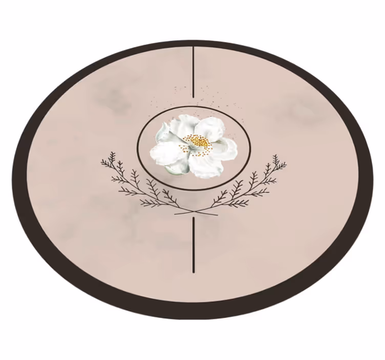 Floral Circle Emblem flower vinyl rug - TenStickers