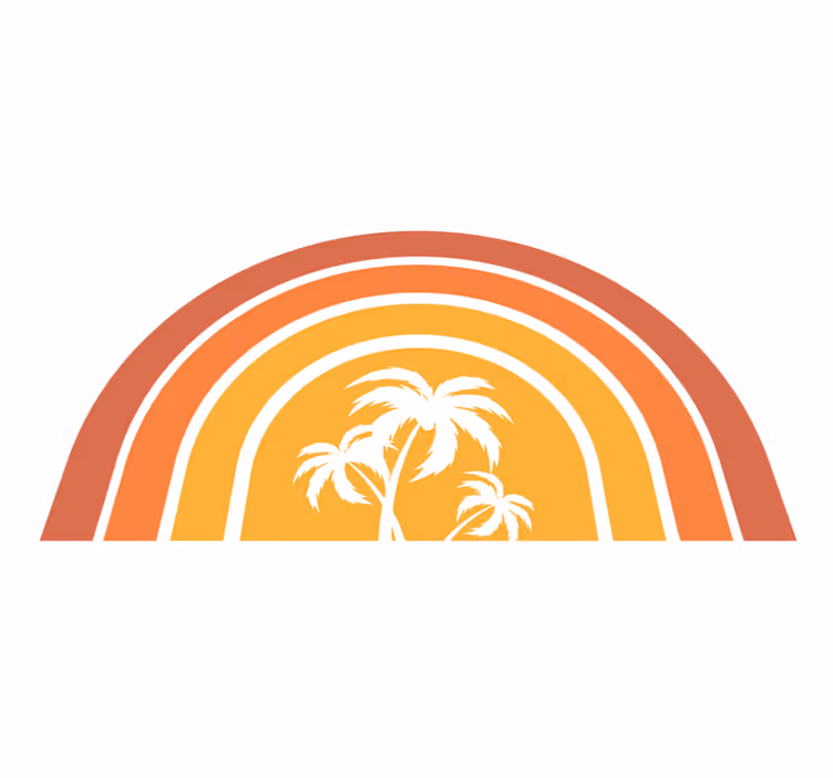 Retro Sunset and Palms vintage rug - TenStickers