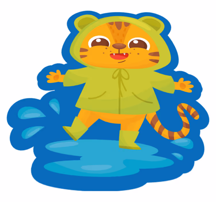 Cartoon Tiger Character kids vinyl rug - TenStickers