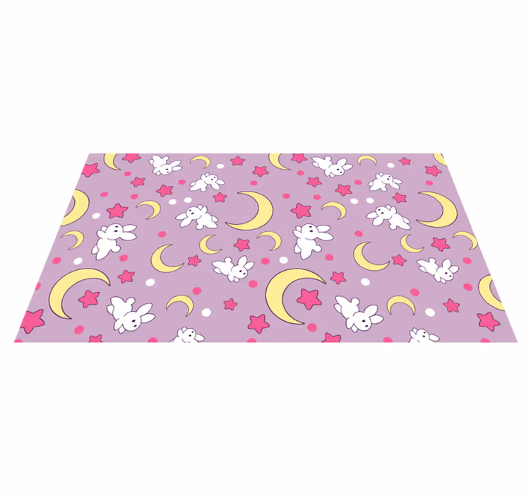 Anime rabbits and moons animal rug - TenStickers