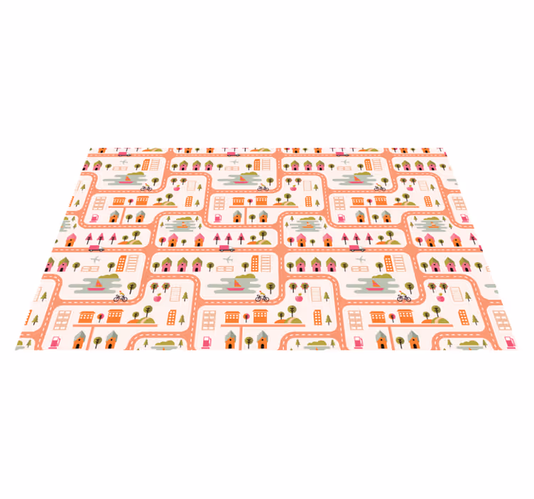 Playful Town Map road vinyl rug - TenStickers