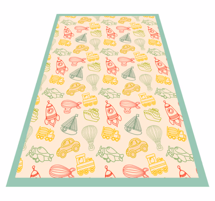 Playful Transport Pattern kids vinyl rug - TenStickers