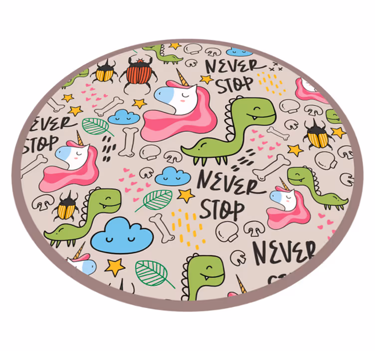 Playful Unicorn Design kids vinyl rug - TenStickers