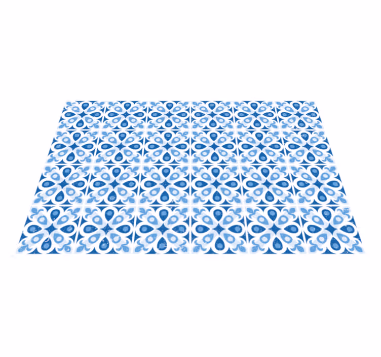 Blue patterned tile tile vinyl rug - TenStickers