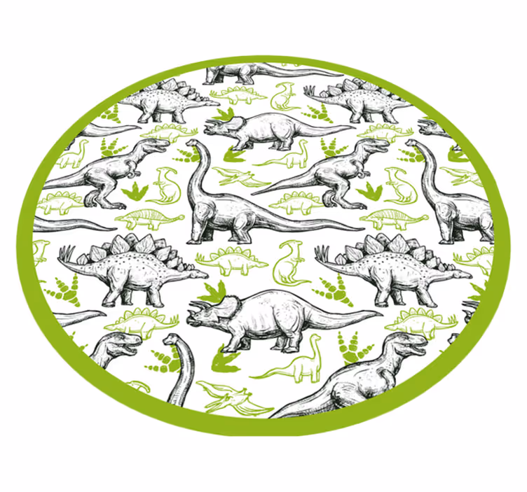 Dinosaur Themed Circle vinyl rug - TenStickers
