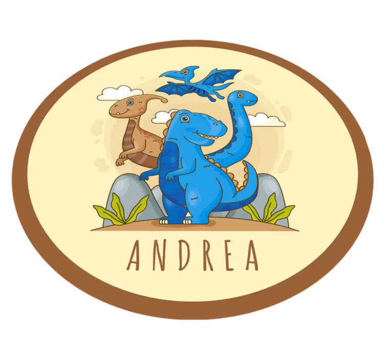 dinosaur world with name personalised mat - TenStickers