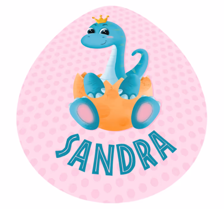 Dinosaur with crown and name vinyl rug - TenStickers
